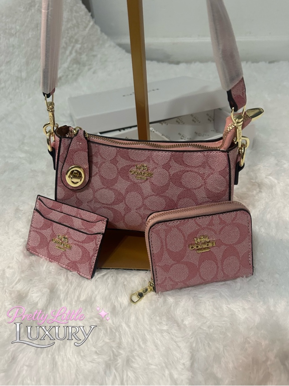 Pink Signature Pattern Bag Set